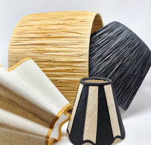 Load image into Gallery viewer, NATURAL LINEN - WAVY LAMPSHADE - FLAT EDGED - COLOUR TRIM