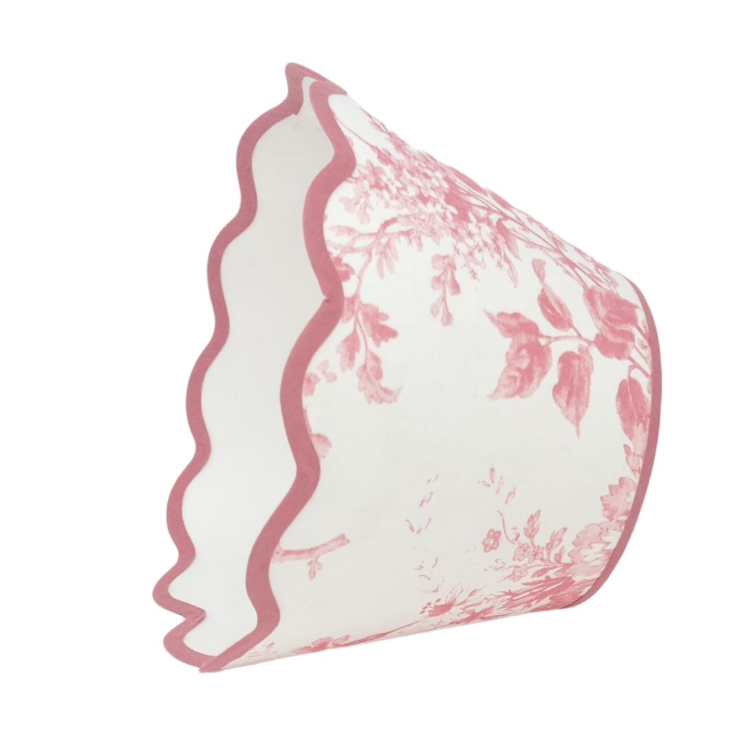 Linen - Tapered Lampshade - Scalloped Edges - Cabbages & Roses Colours