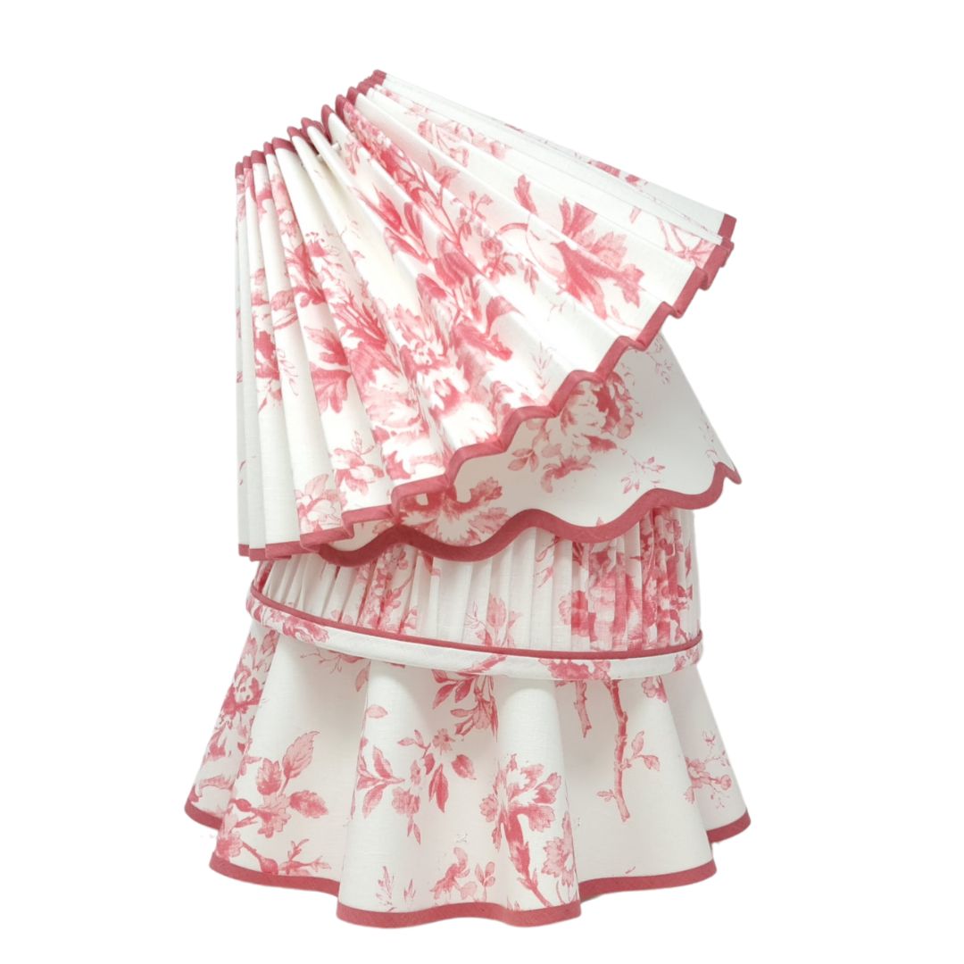 Linen - Tapered Lampshade - Scalloped Edges - Cabbages & Roses Colours