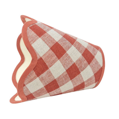 Linen - Tapered Lampshade - Scalloped Edges - Soft Blues & Warm Reds