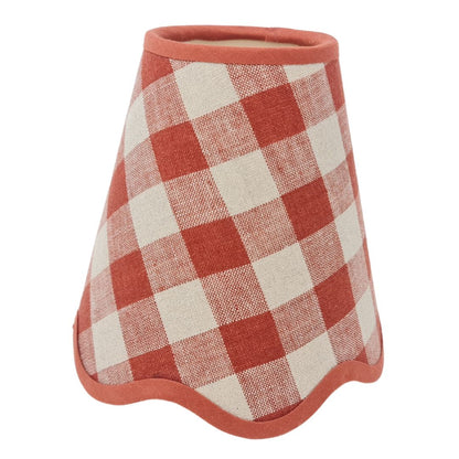 Linen - Tapered Lampshade - Scalloped Edges - Soft Blues & Warm Reds