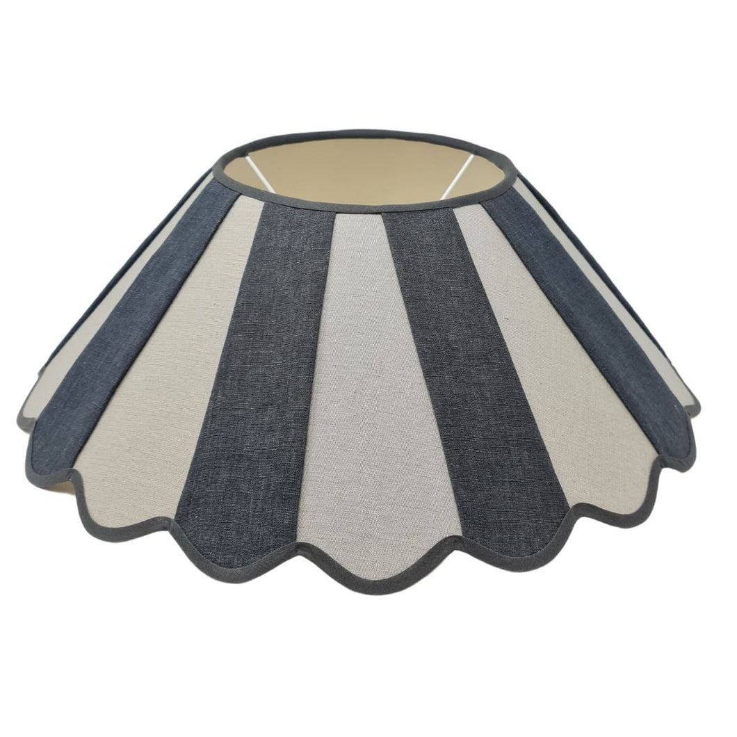STRIPED LINEN - TAPERED LAMPSHADE - SCALLOPED EDGES