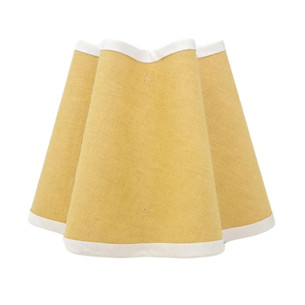 LINEN WITH WHITE TRIM - WAVY LAMPSHADE - FLAT EDGED