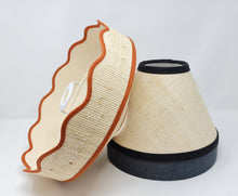 Load image into Gallery viewer, RAFFIA - CAROUSEL LAMPSHADE - SCALLOPED EDGES, WIDE BASE
