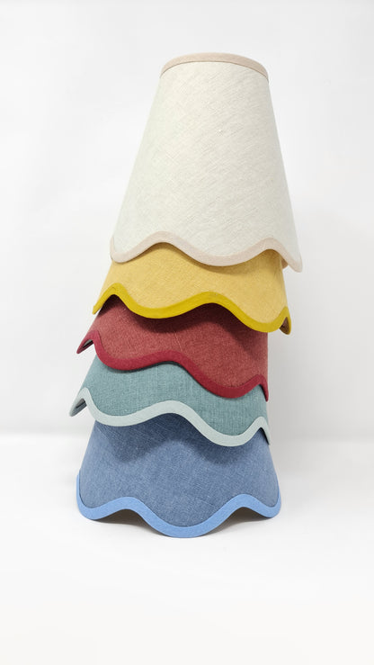 Tapered Lampshade - Scalloped Edges - Linen