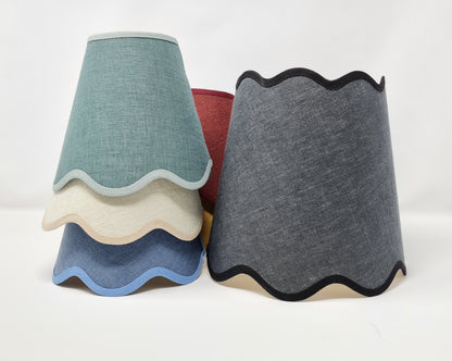 Tapered Lampshade - Scalloped Edges - Linen